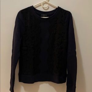 J. Crew Dark Blue Sweater with Black Lace